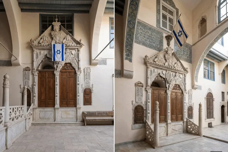 حقيقة رفع علم إسرائيل فوق كنيس بدمشق